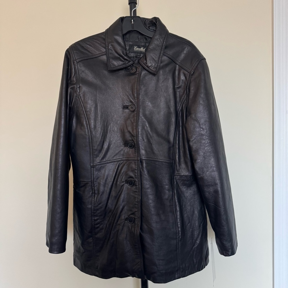 Excelled Collection Classic Black Leather Jacket for Women in Large NWT